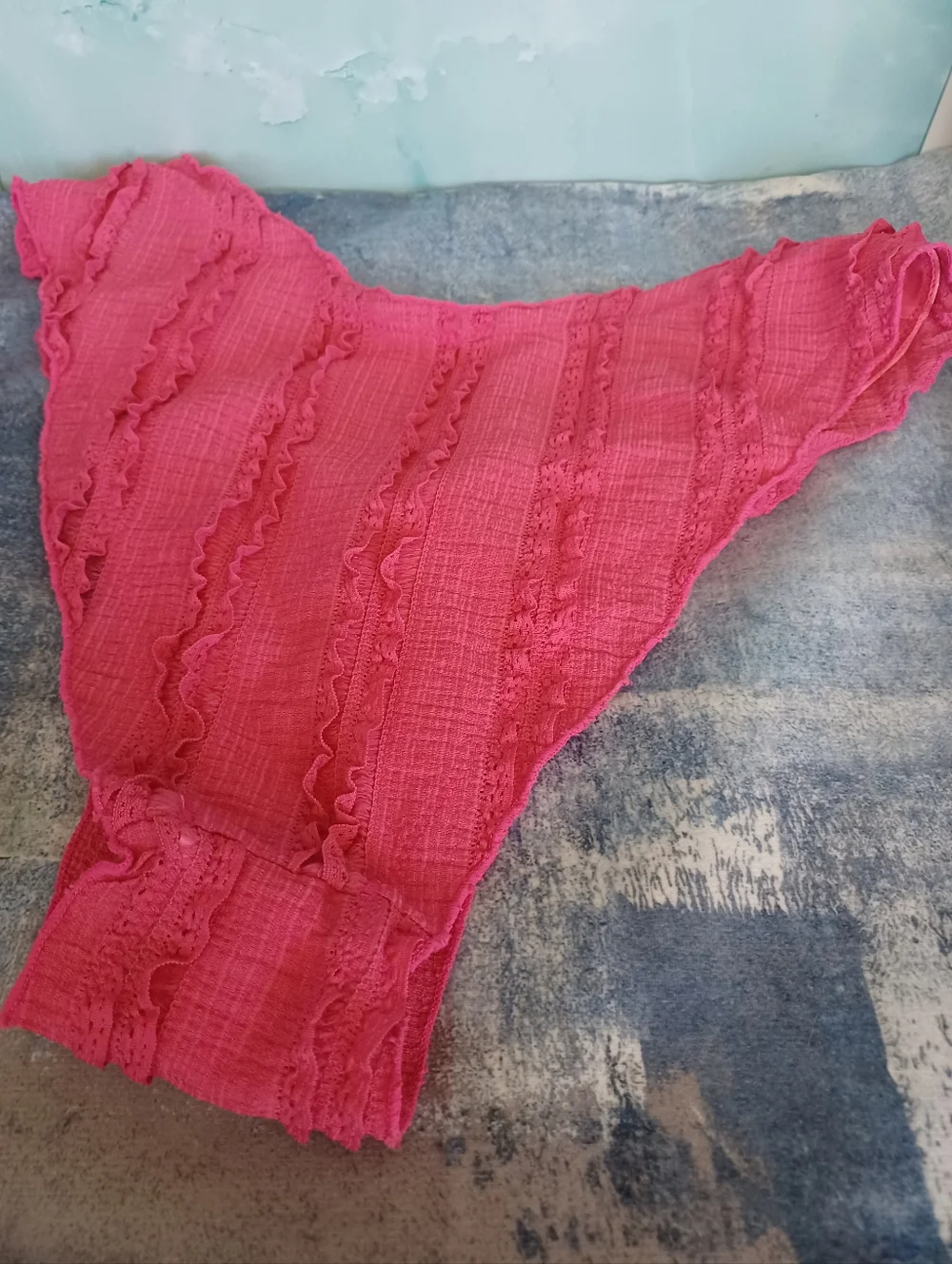 Seamoly Women's Pink Ruffle Triangle Bikini Set L - Picture 4 of 11